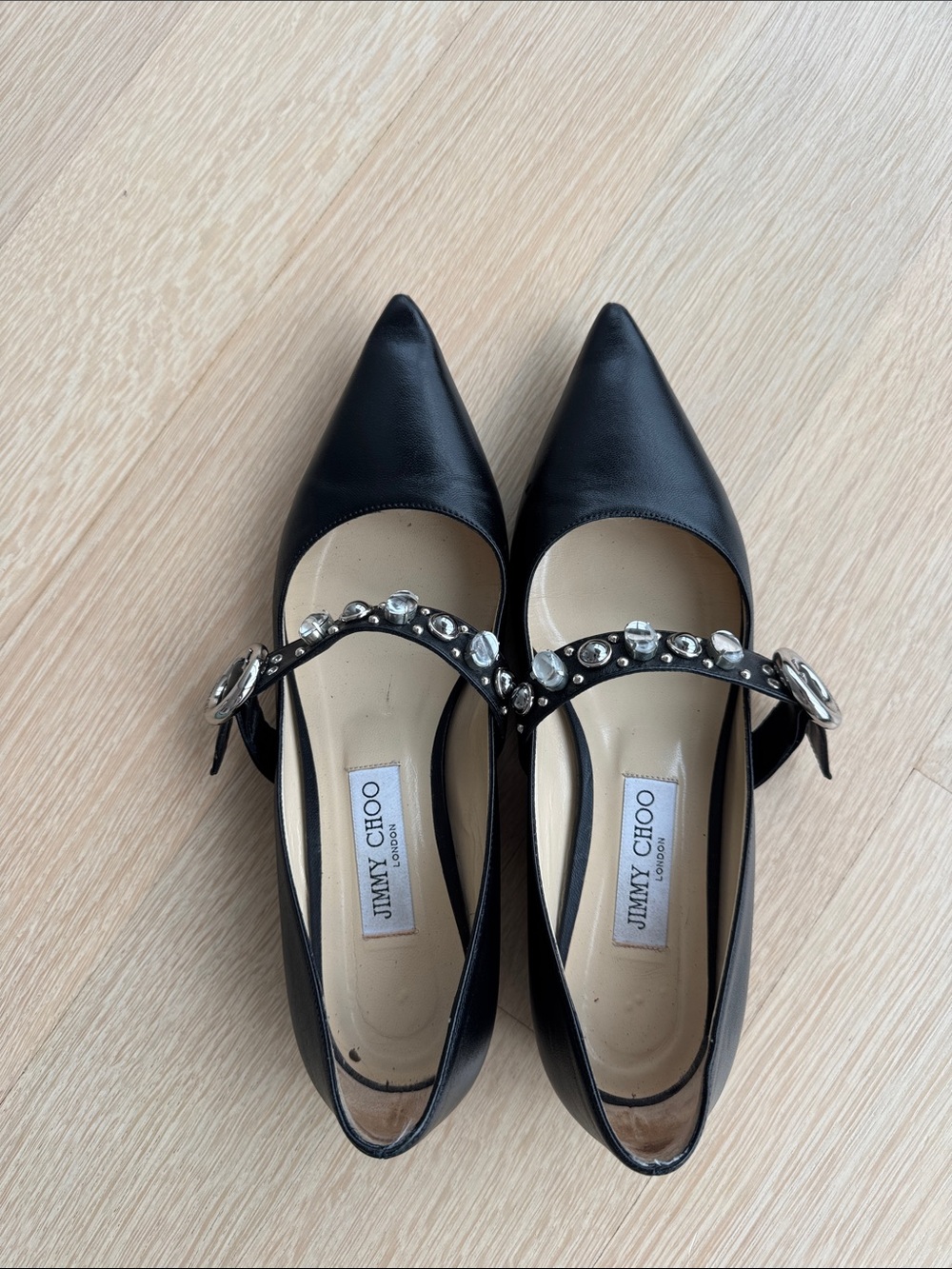 Jimmy Choo Gels point-toe leather Mary Jane flats